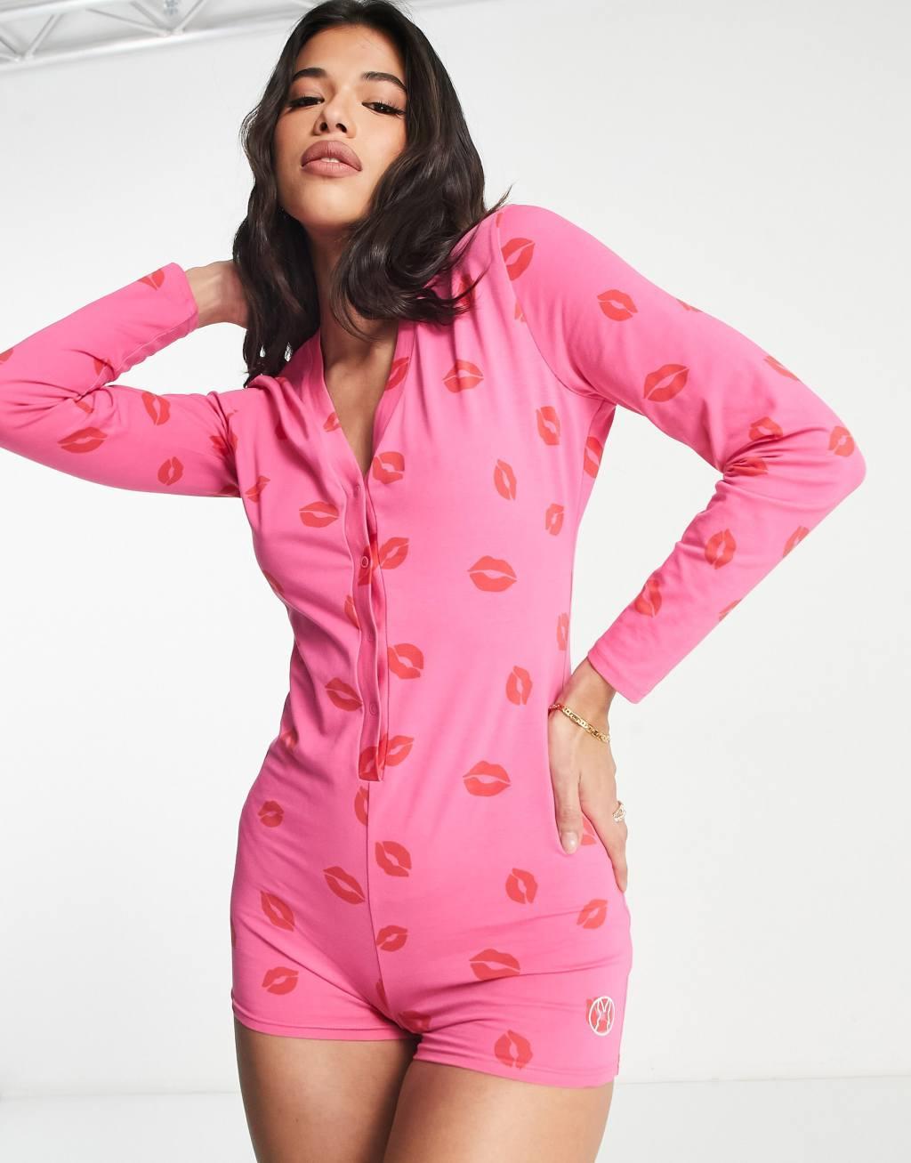 Ann Summers romper in pink lip print Product Image