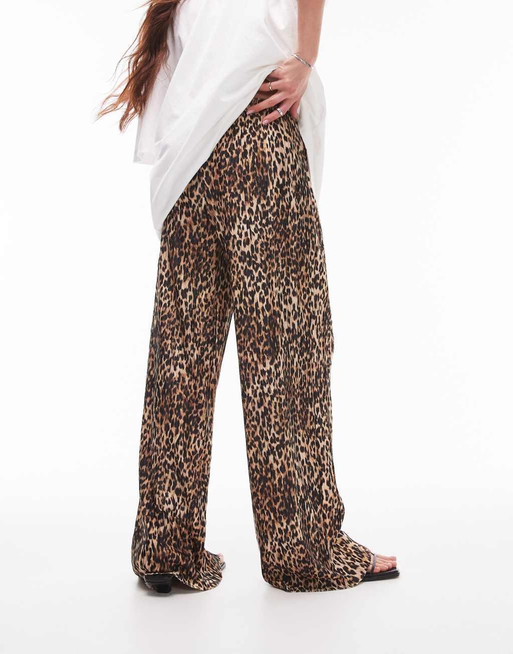 Topshop leopard print plisse pants Product Image