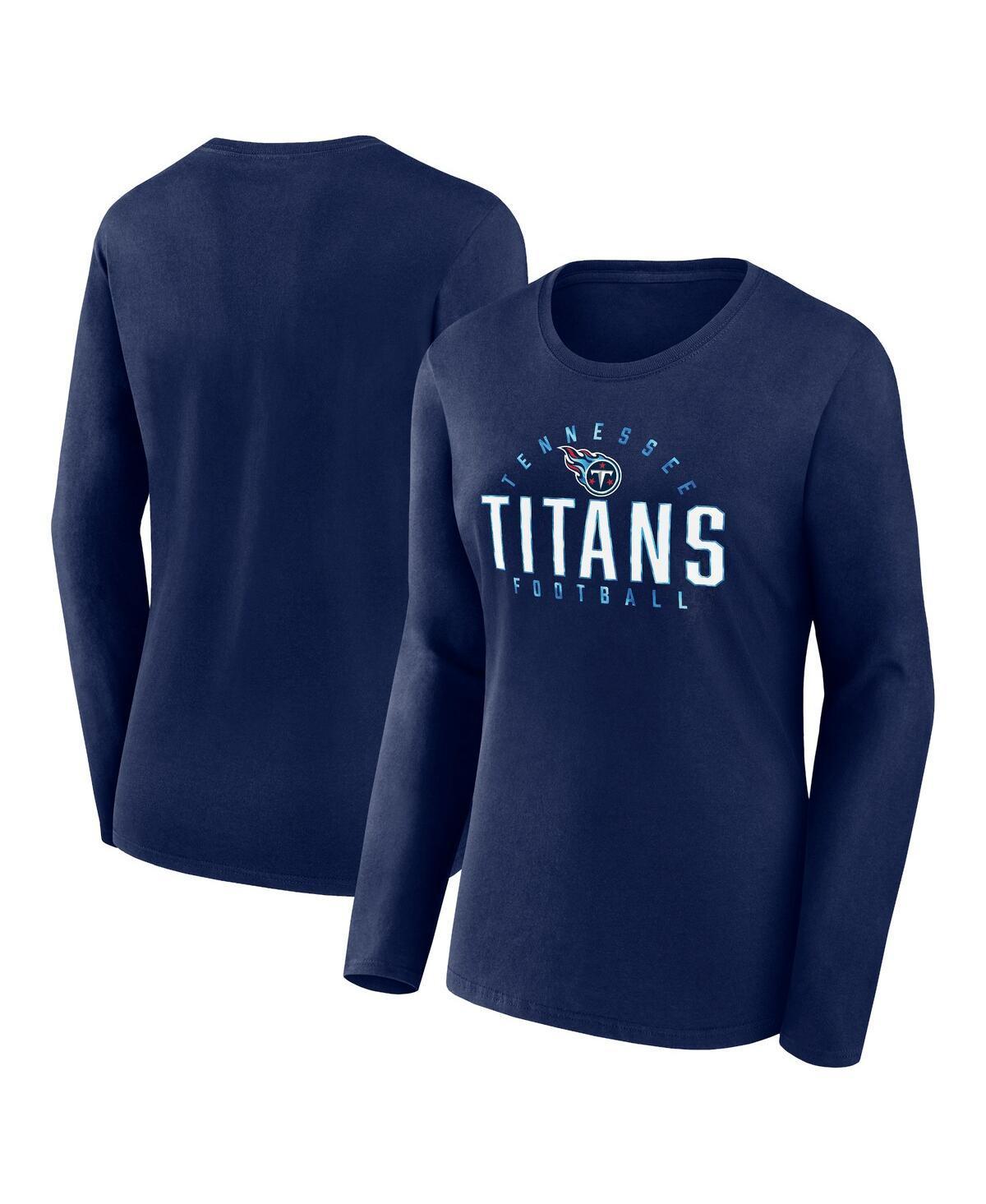 Womens Fanatics Branded Tennessee Titans Plus Size Foiled Play Long Sleeve T-Shirt Blue Product Image