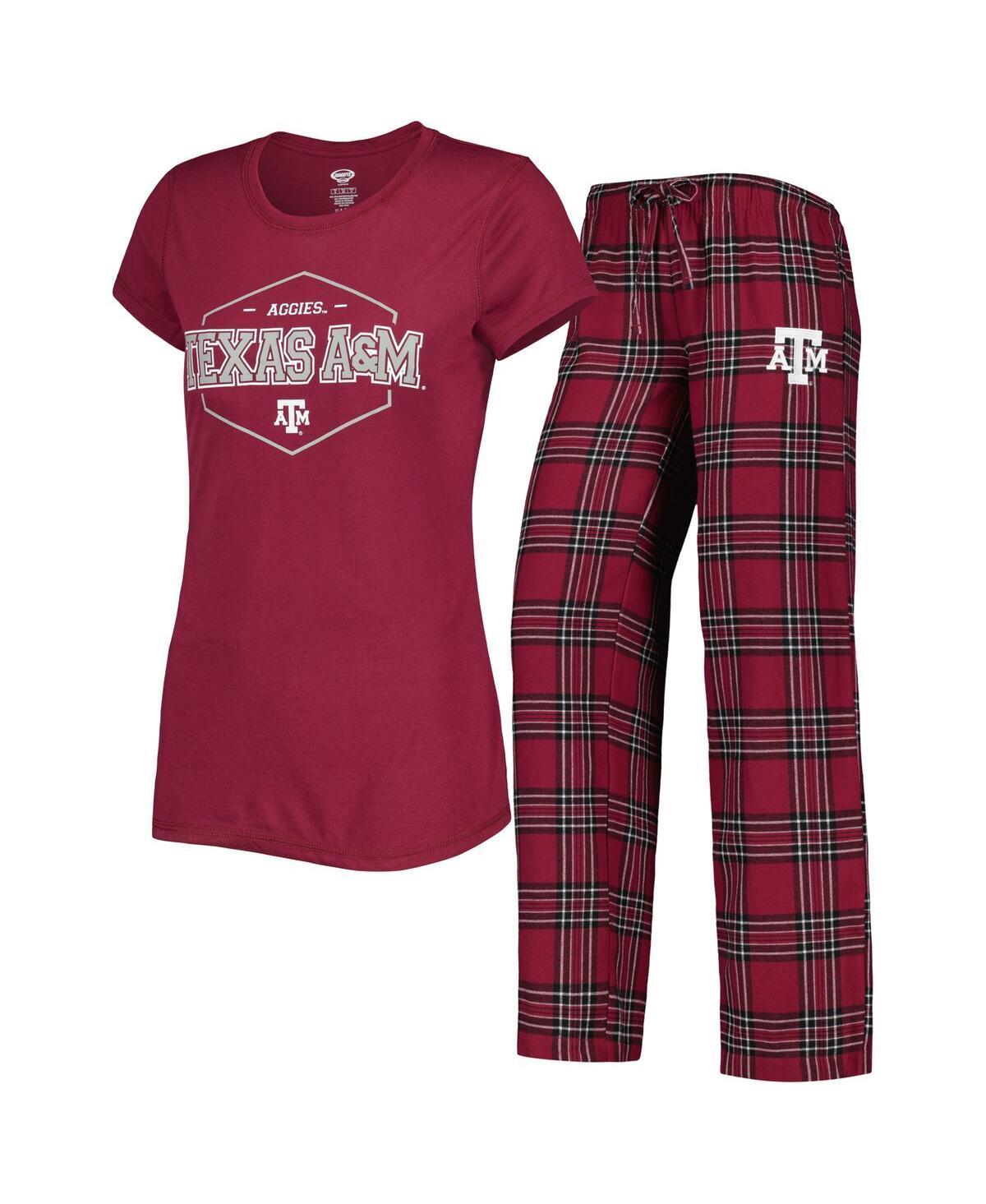 Womens Concepts Sport Maroon/Black Texas A&M Aggies Badge T-Shirt & Flannel Pants Sleep Set Product Image