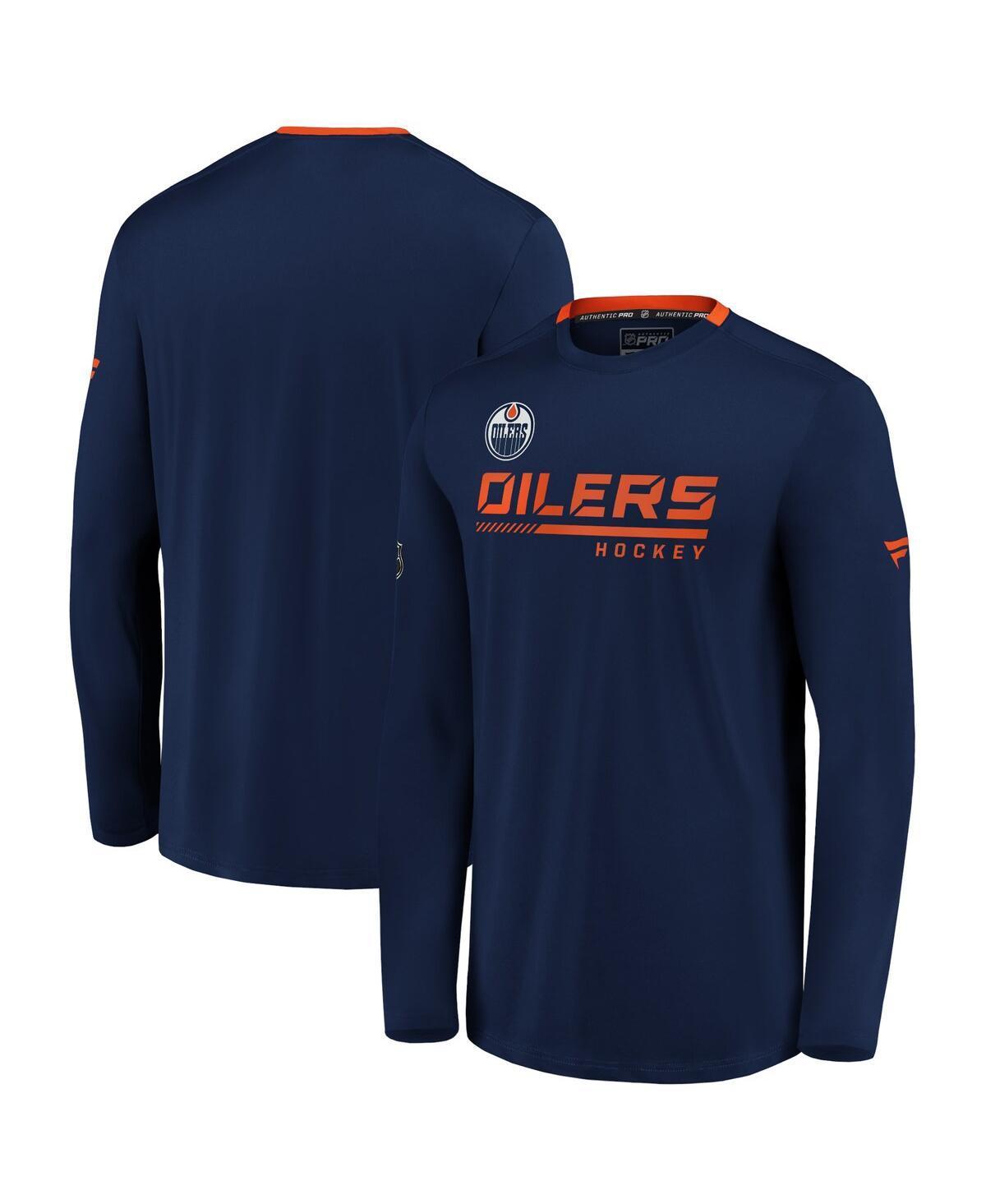 Mens Fanatics Navy Edmonton Oilers Authentic Pro Locker Room Performance Long Sleeve T-shirt Product Image