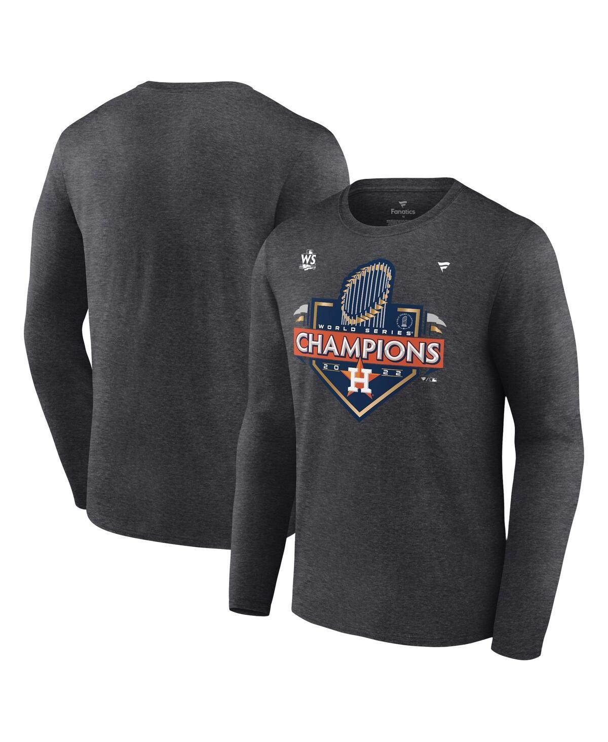 Mens Fanatics Branded Heather Charcoal Houston Astros 2022 World Series Champions Locker Room Long Sleeve T-Shirt Product Image