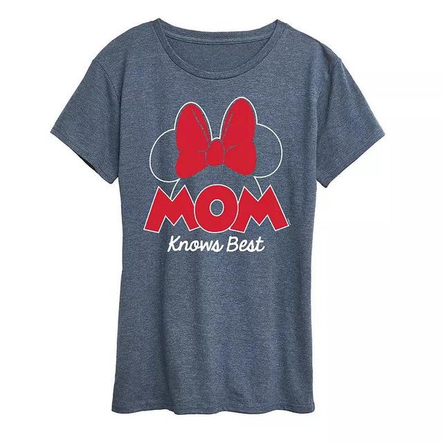 Disneys Minnie Mouse Womens Mom Knows Best Graphic Tee Grey Blue Product Image