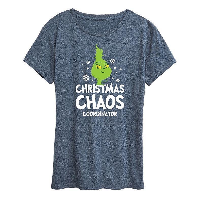 Womens Dr. Seuss Little Grinch Chaos Coordinator Graphic Tee, Girls Grey Heather Product Image