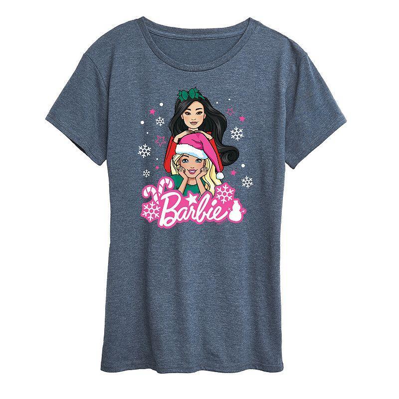 Womens Barbie Holiday Friends Graphic Tee, Girls Grey Gray Product Image