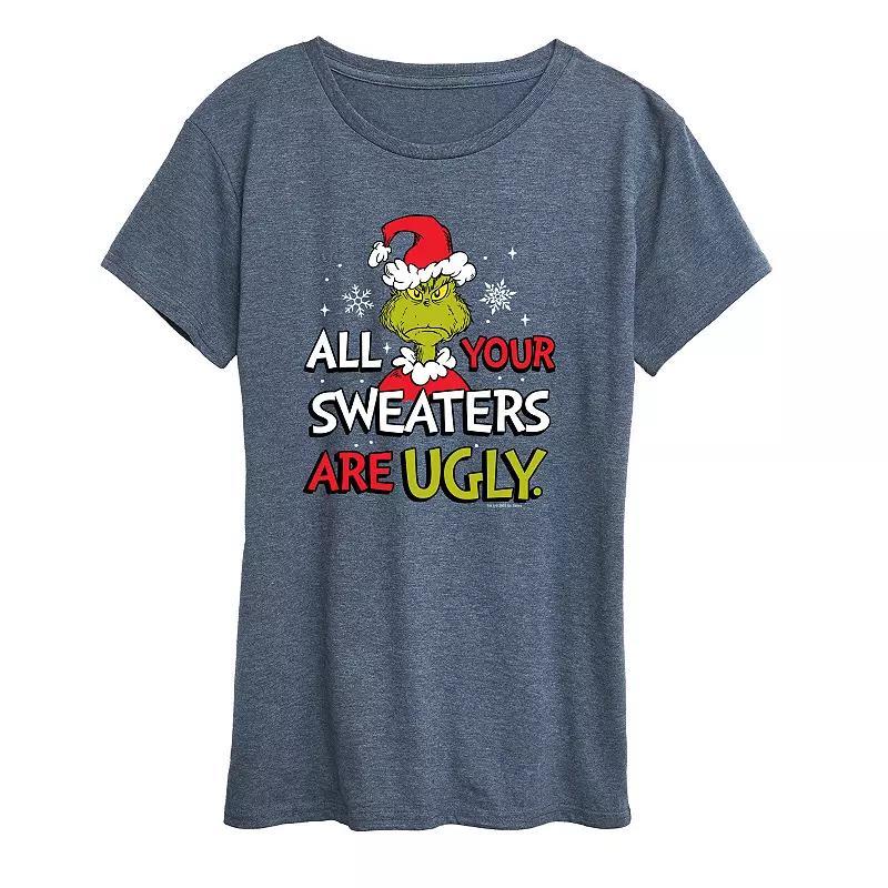 Womens Dr. Seuss The Grinch Sweaters Are Ugly Graphic Tee, Girls Product Image