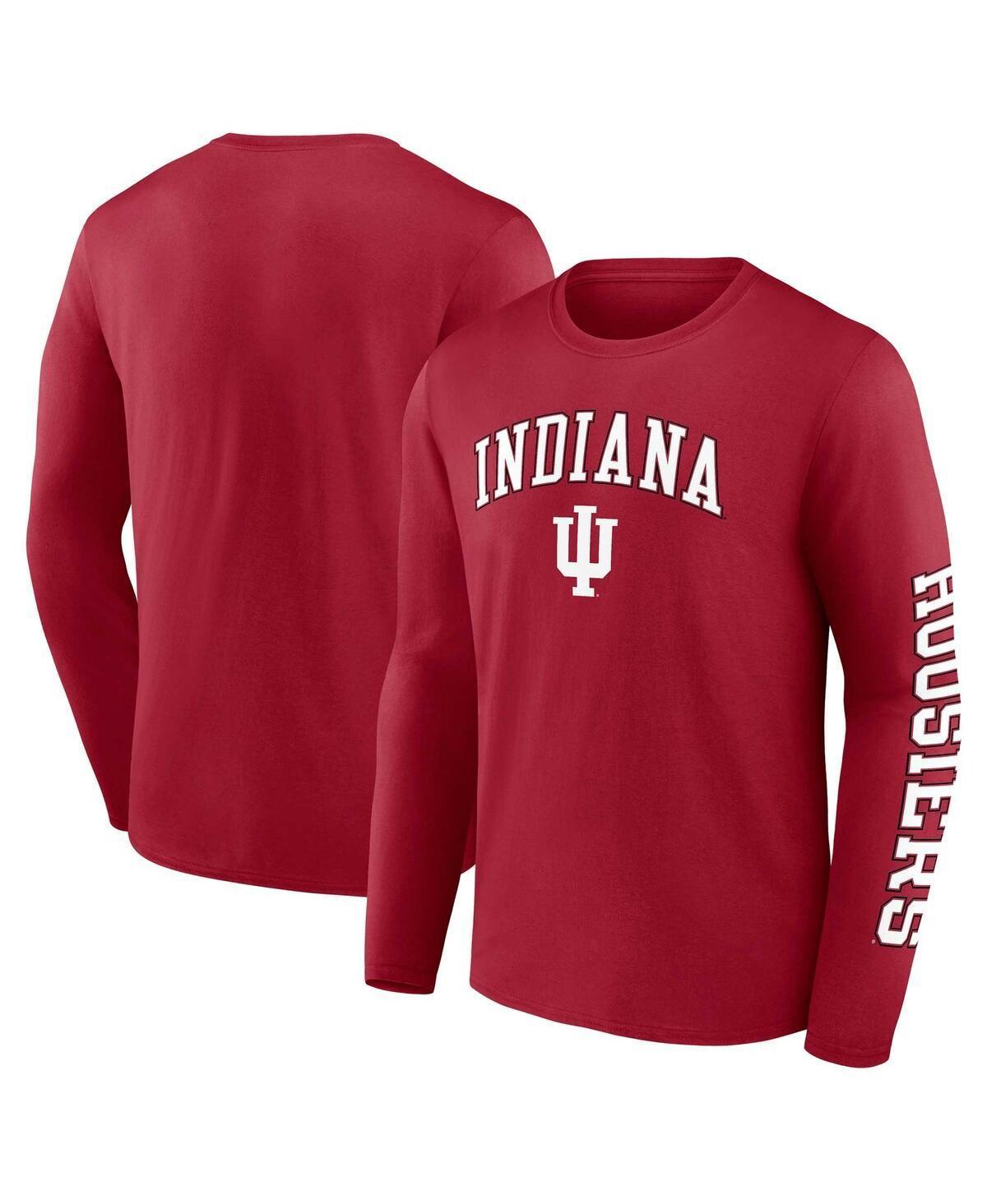 Mens Fanatics Crimson Indiana Hoosiers Distressed Arch Over Logo Long Sleeve T-shirt Product Image