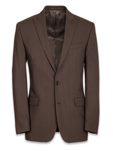 Classic Fit Essential Wool Peak Lapel Side Vents Suit Jacket - Brown Product Image