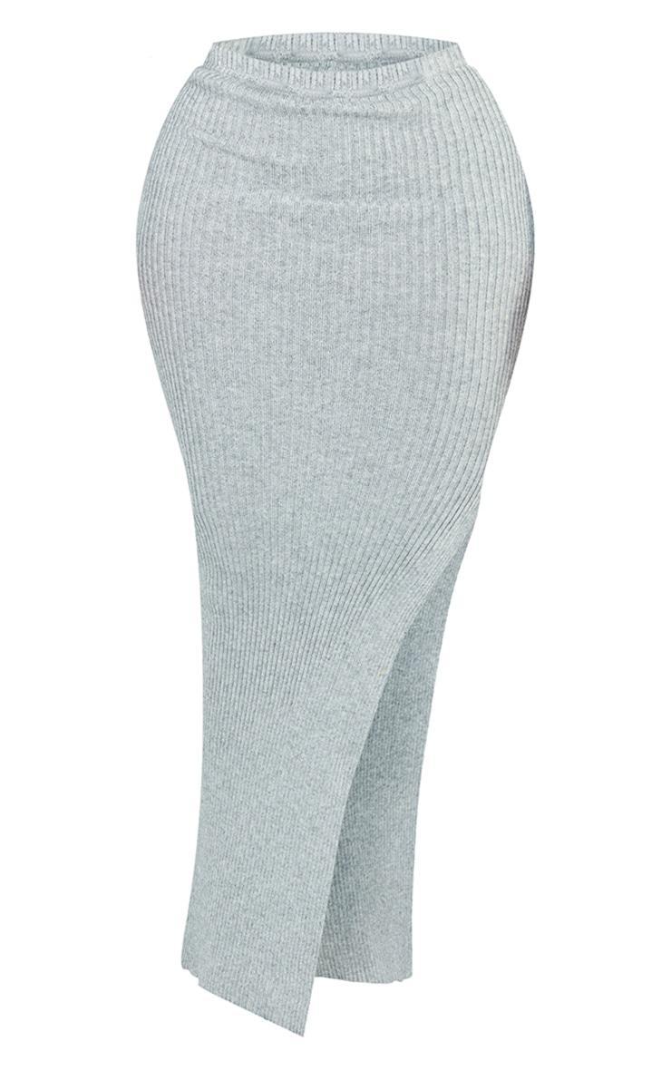 Shape Light Grey Knit Split Side Midaxi Skirt Product Image