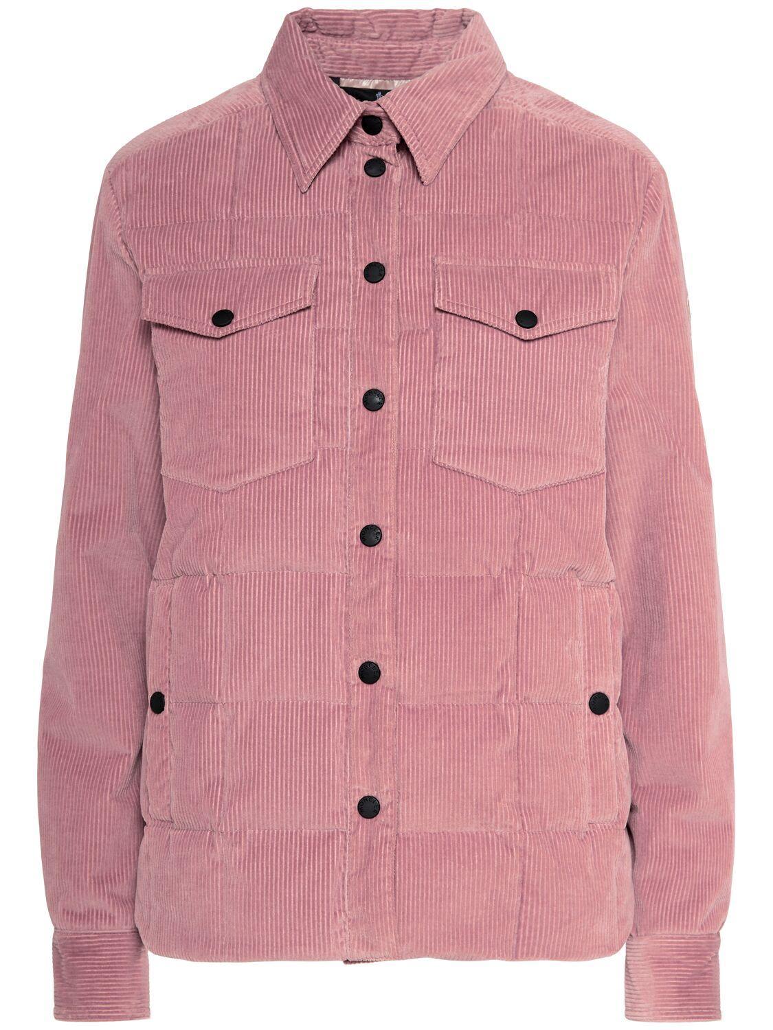 MONCLER Grenoble Velvet Padded Jacket In Pink Product Image