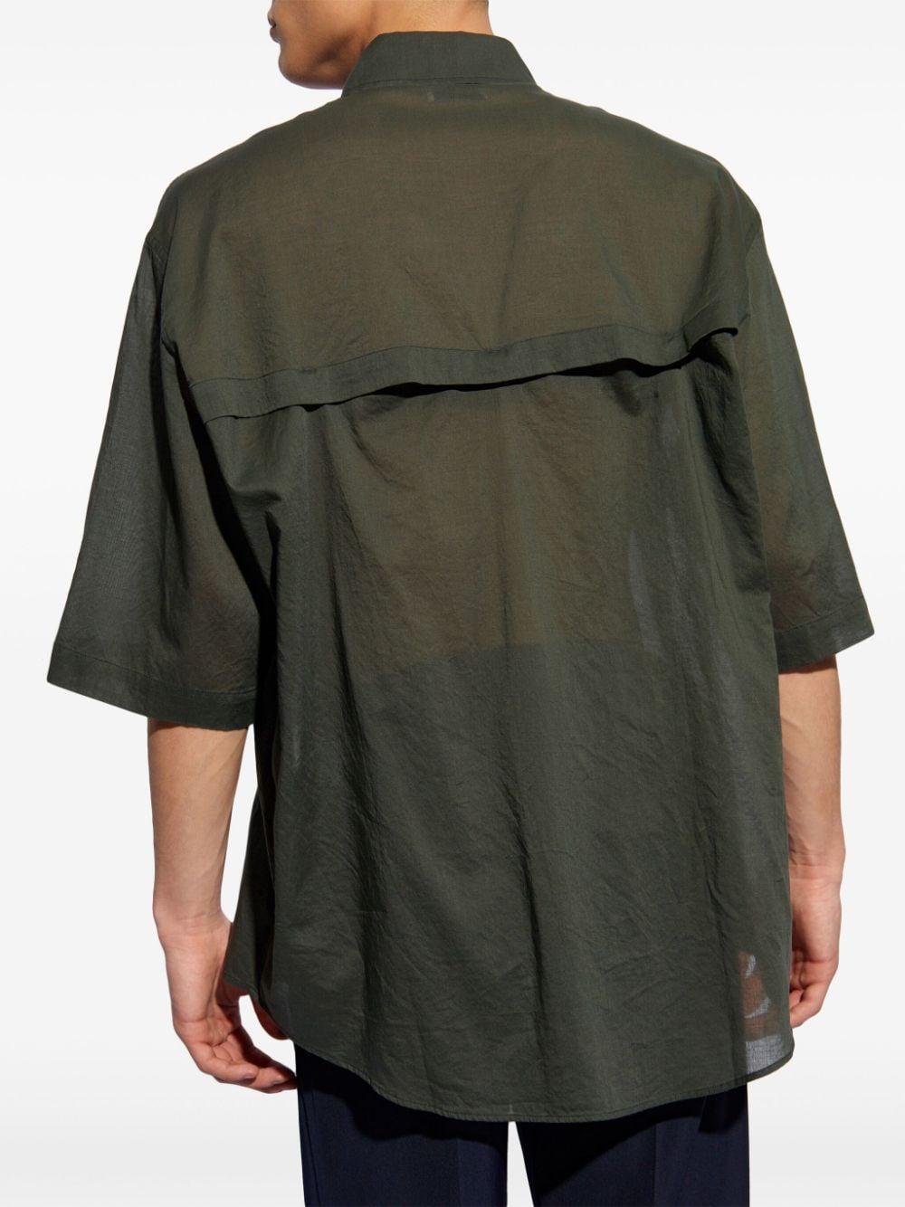 Double-pocket Cotton Shirt In Green Product Image