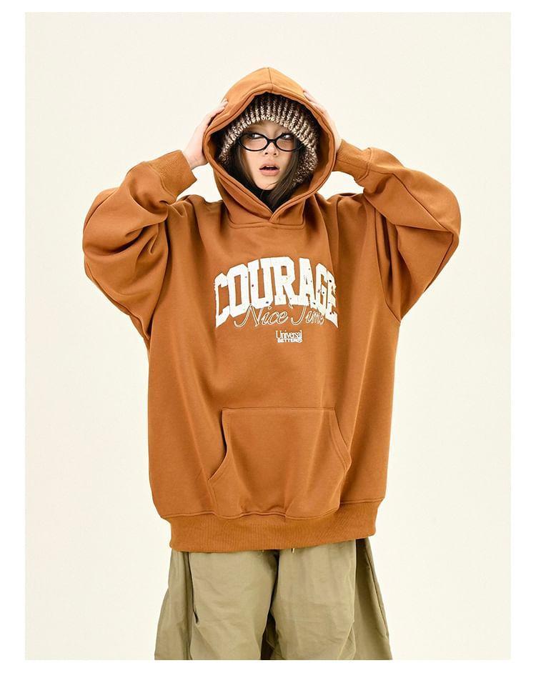 Drop Shoulder Crewneck Lettering Printed Oversized Hoodie Product Image