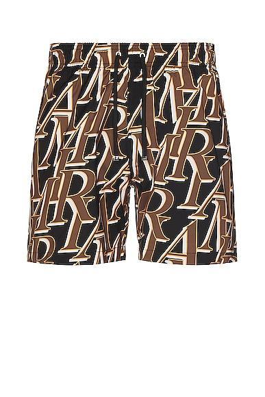 Stacked Print Swim Trunks Product Image