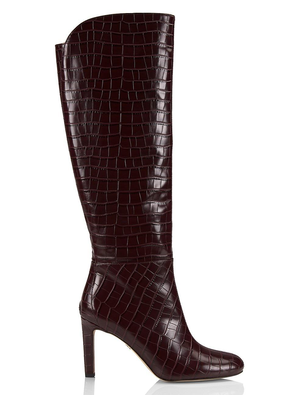 Womens Shauna 2 90MM Crocodile-Embossed Leather Knee-High Boots Product Image