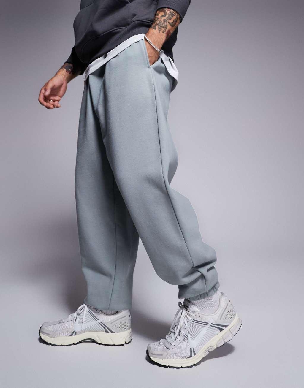 ASOS DESIGN premium heavyweight oversized joggers in light washed gray Product Image