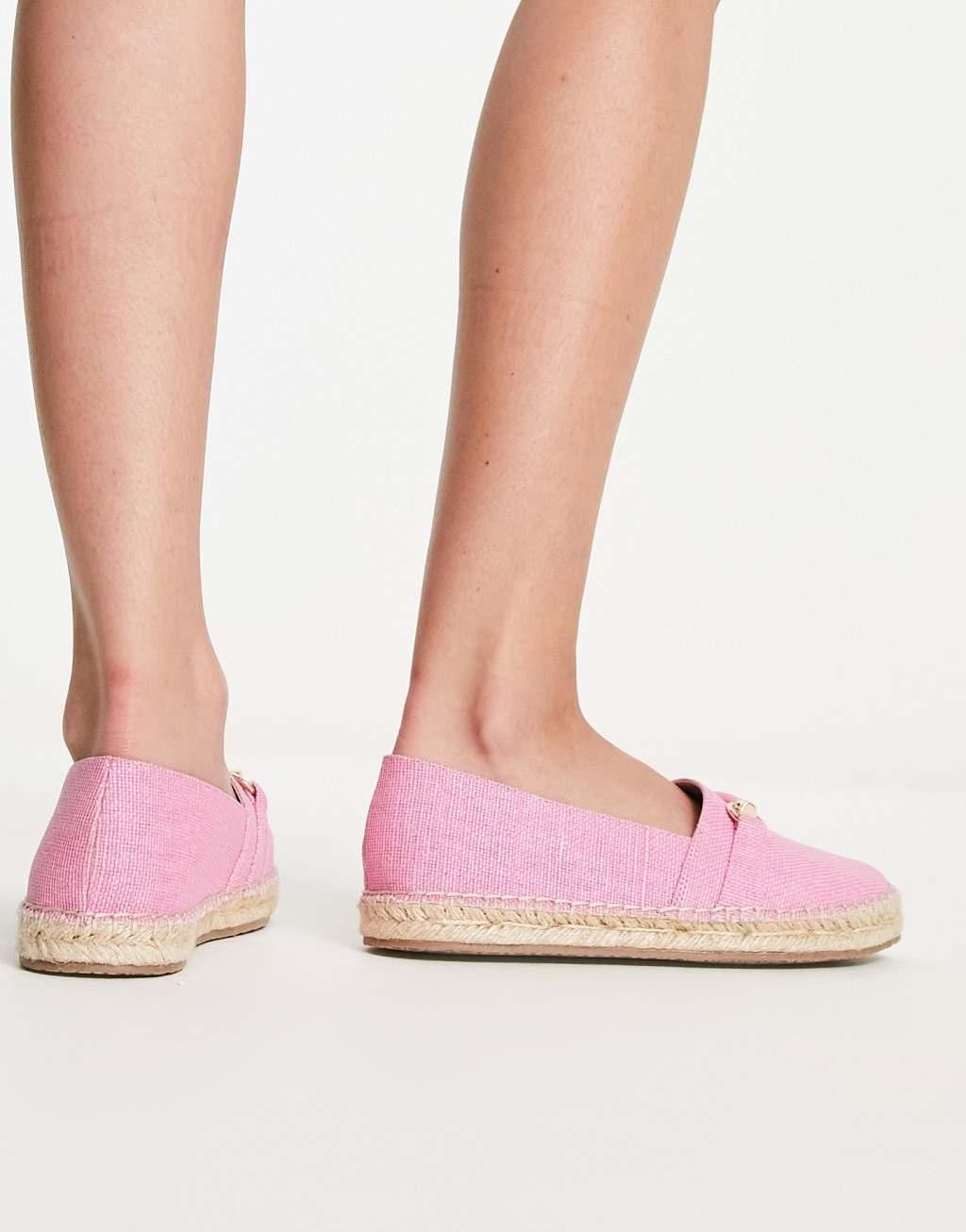 Dune London espadrilles with trim detail in pink canvas Product Image