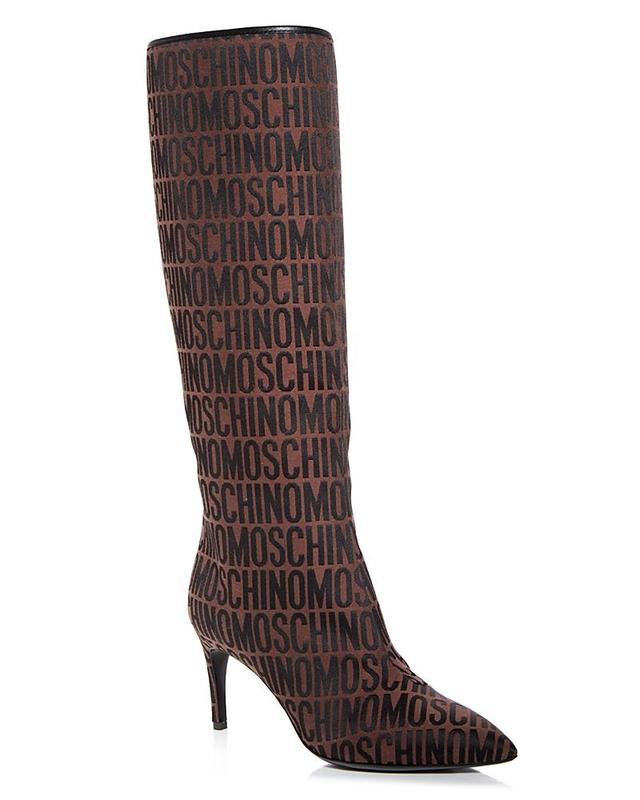 Moschino Womens Logo Print High Heel Boots Product Image