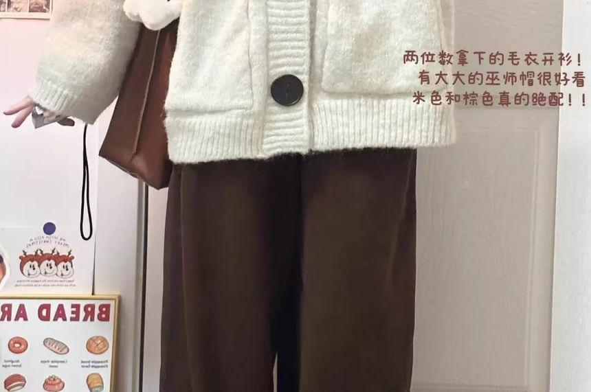 Plain Hooded Pocket Detail Oversized Cardigan Product Image