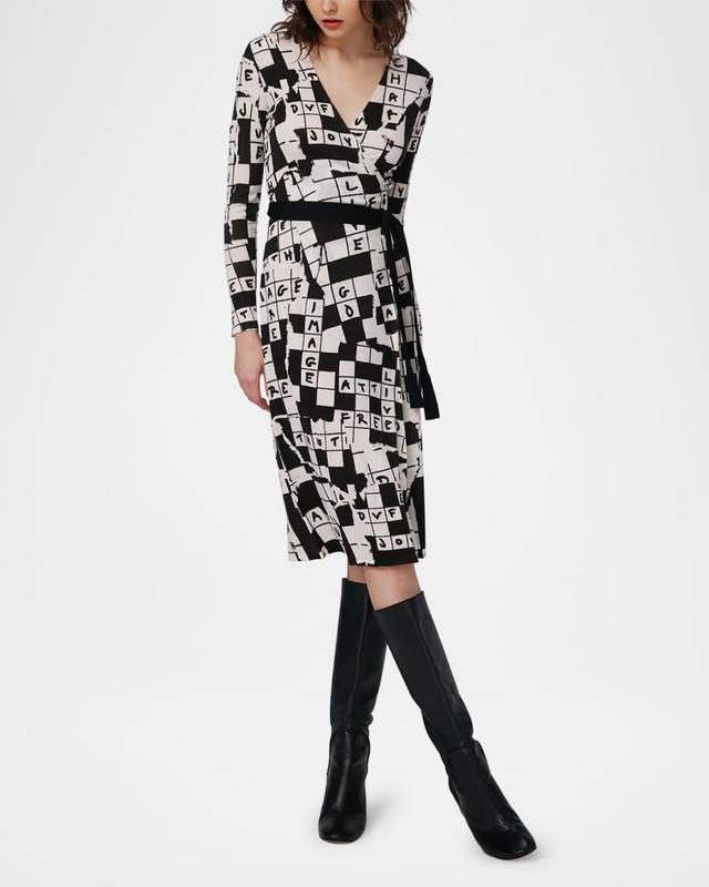 Luella Crossword-Print Midi Wrap Dress Product Image