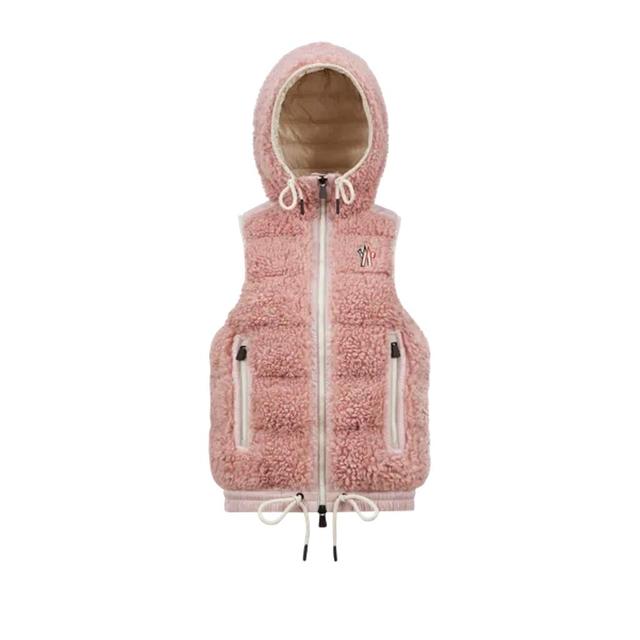 MONCLER Padded Teddy Zip-up Vest Pink Product Image