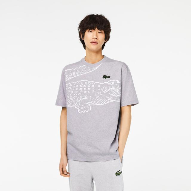 Men’s Loose Fit Crocodile Print Crew Neck T-Shirt Product Image