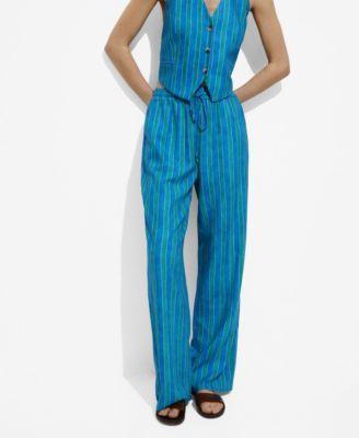 Women's Stripe-Print Straight Pants Product Image