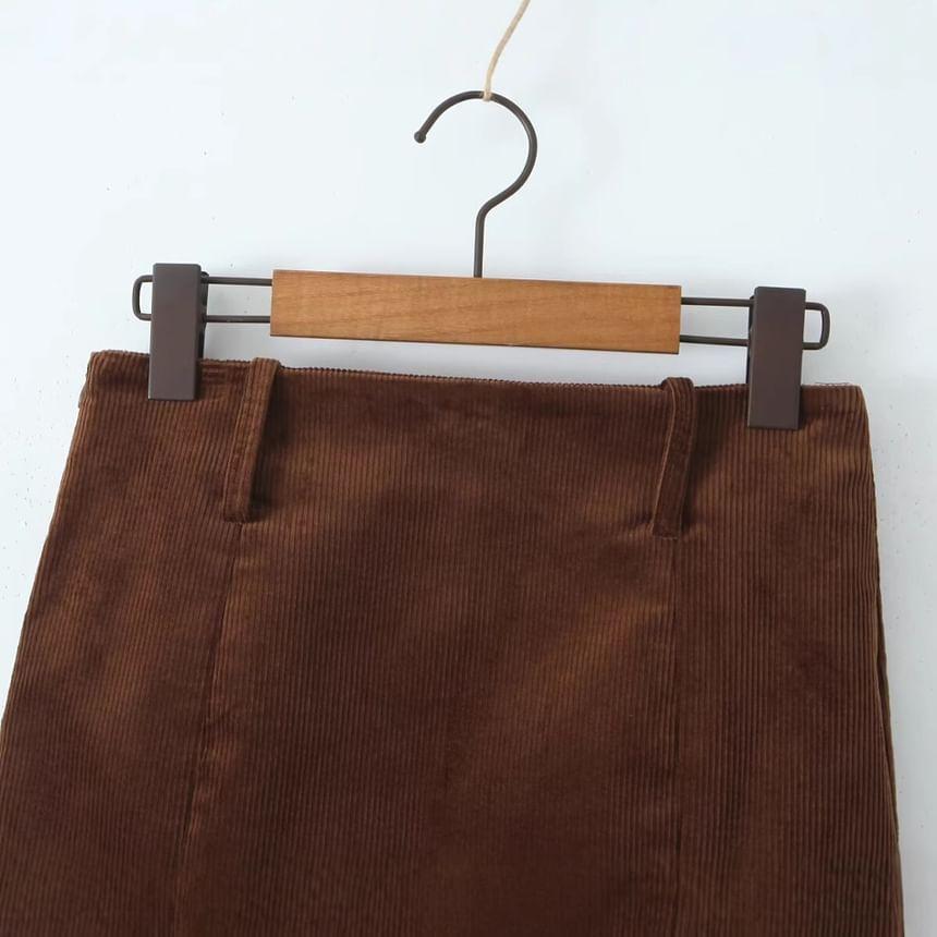 High Rise Corduroy Mini Pencil Skirt Product Image