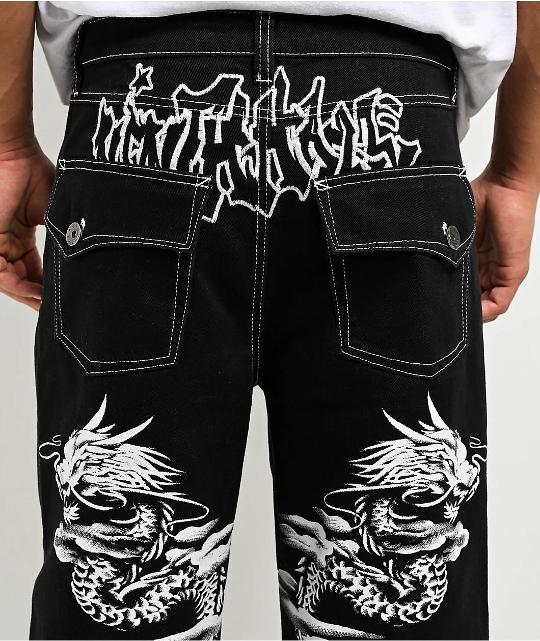 Ninth Hall Ambush Dragon Black Baggy Denim Jeans Product Image