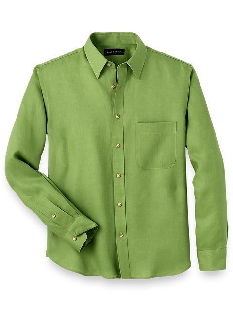 Linen Solid Casual Shirt - Green Product Image