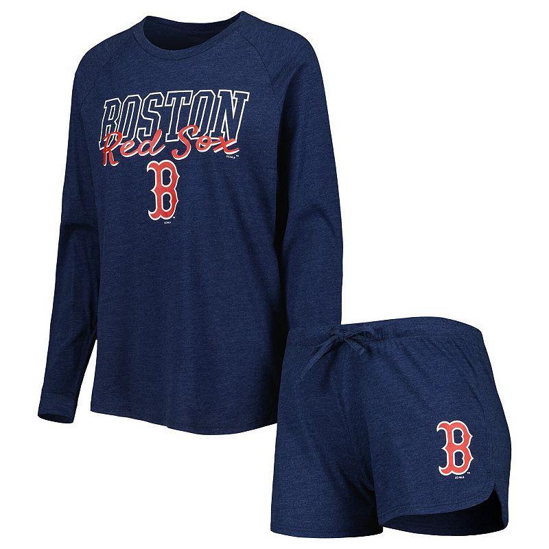 Womens Concepts Sport Heather Navy Boston Red Sox Meter Knit Raglan Long Sleeve T-Shirt & Shorts Sleep Set Product Image