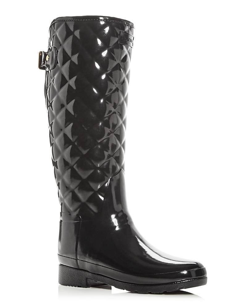 Womens Refined Gloss Tall Quilted Rubber Rain Boots Product Image