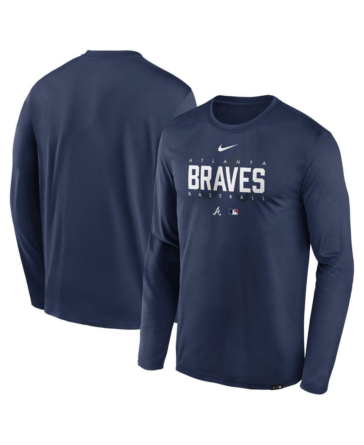 Mens Nike Navy Atlanta Braves Authentic Collection Team Logo Legend Performance Long Sleeve T-shirt Product Image