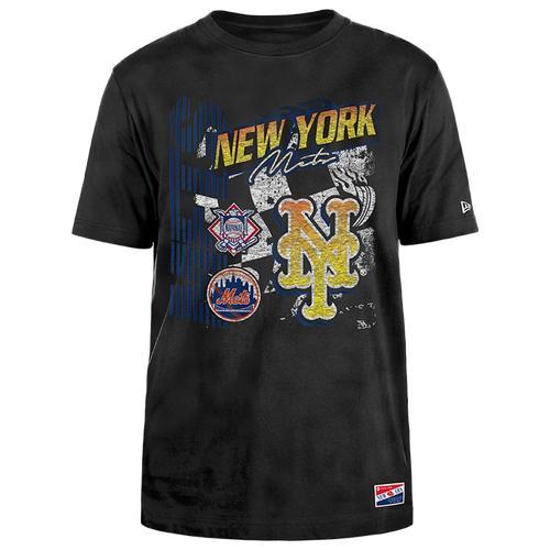 New Era Mens New Era Mets Fitted Short Sleeve T-Shirt - Mens Black/Black Product Image