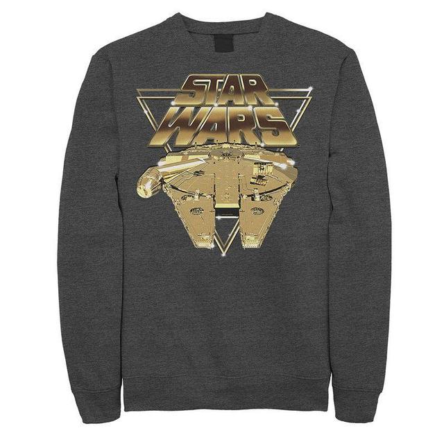 Mens Star Wars Last Jedi Platinum Falcon Slant Logo Sweatshirt Grey Heather Product Image