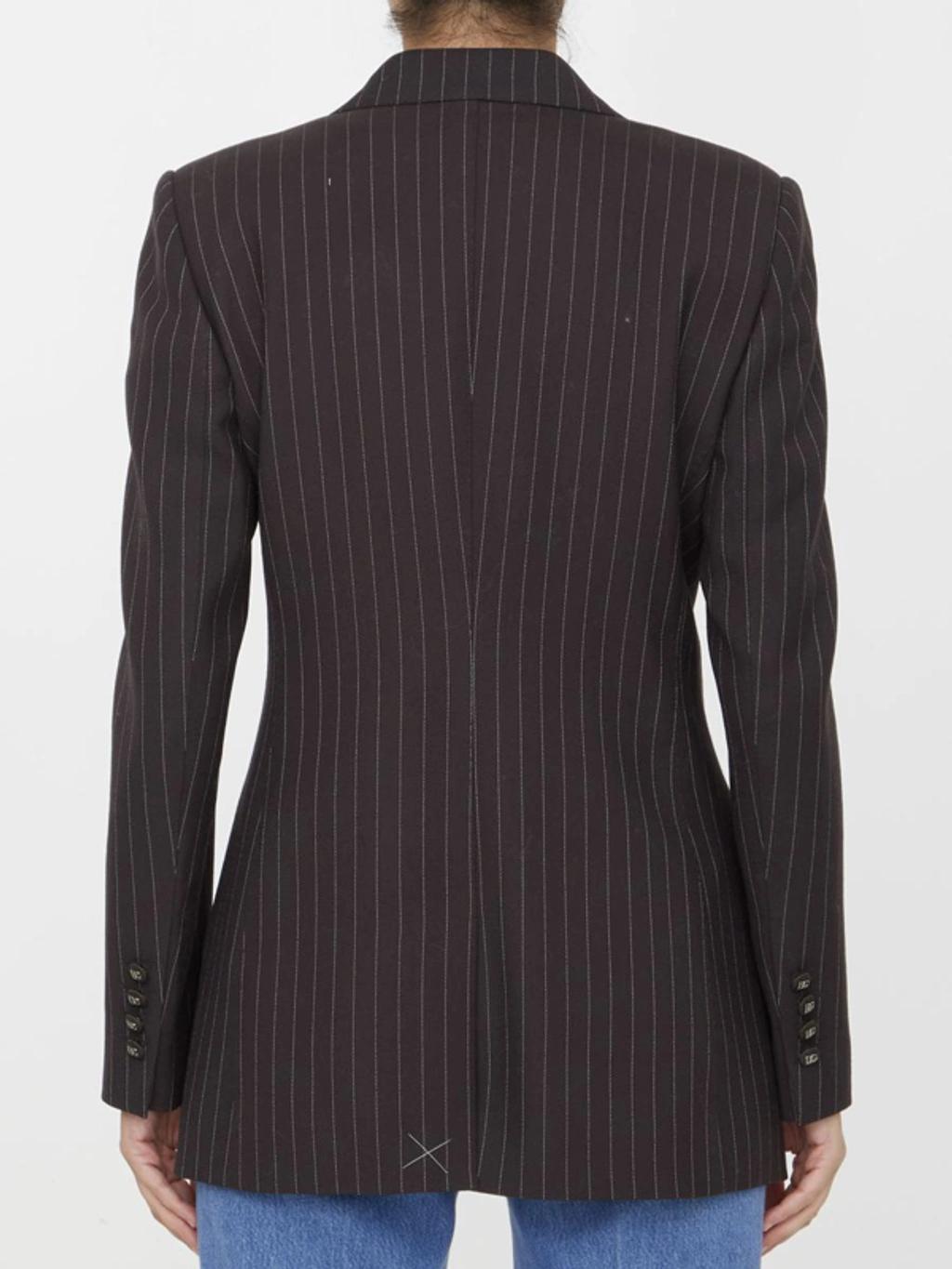 Pinstriped Wool Jacket In Brown Product Image