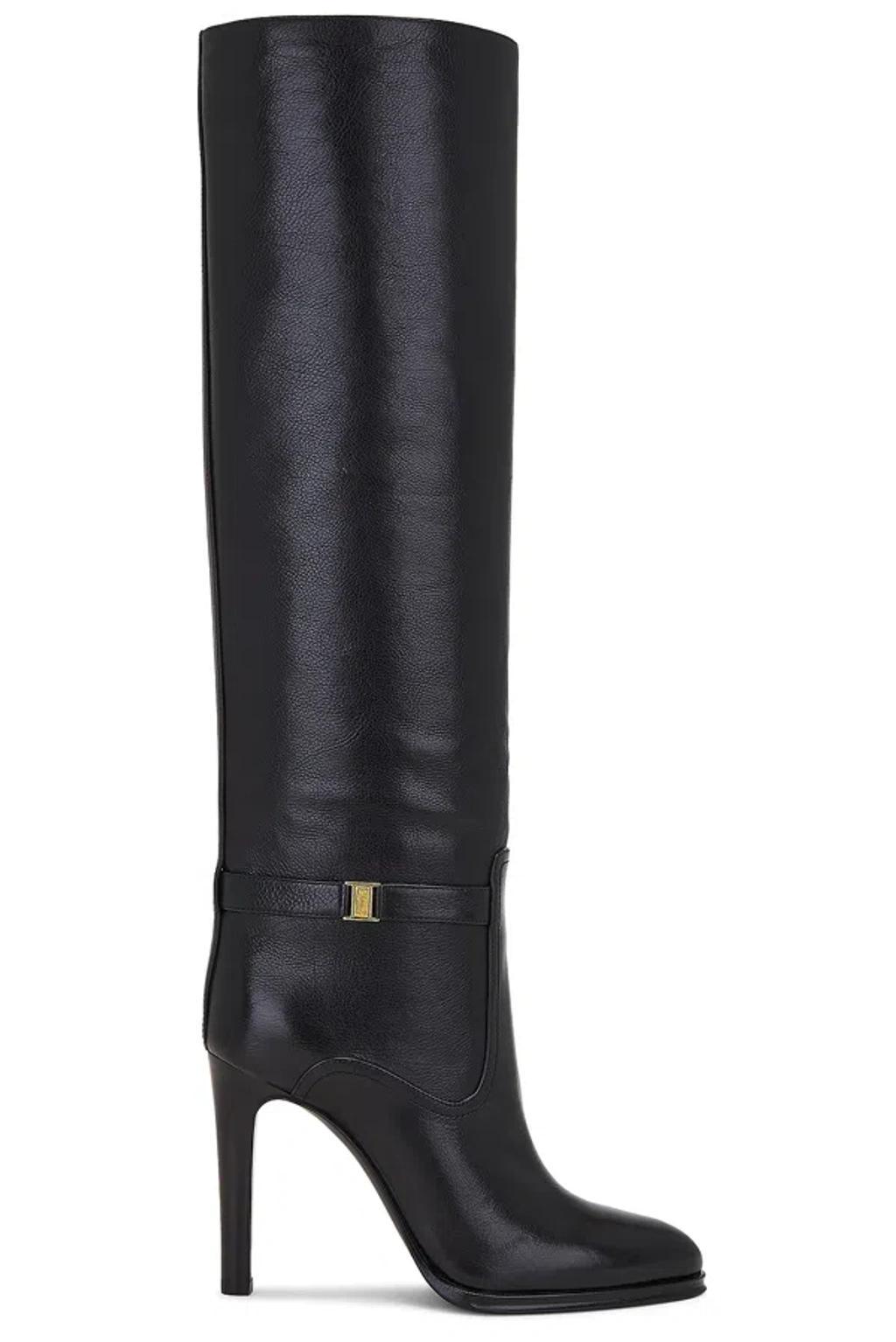 SAINT LAURENT 110mm Diane Signature Leather Boots In Black Product Image