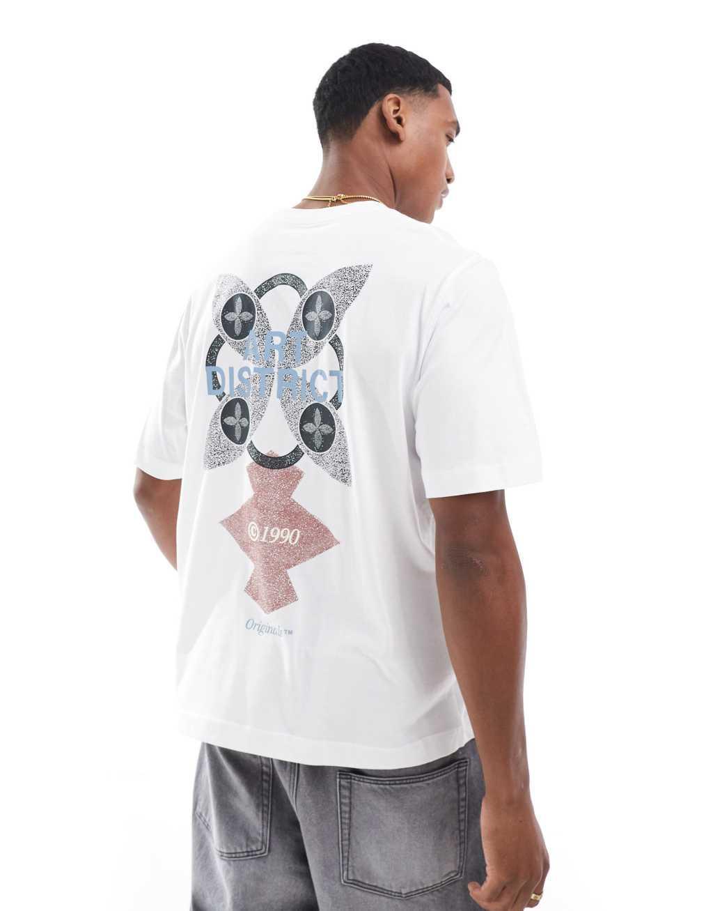 Jack & Jones oversized T-shirt with Art District back print in white Product Image