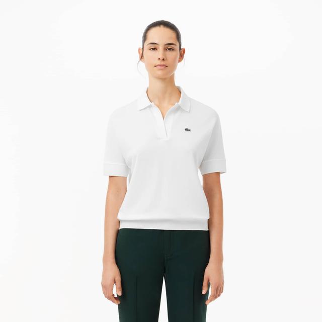 Open Neck Fluid Piqué Polo Shirt Product Image