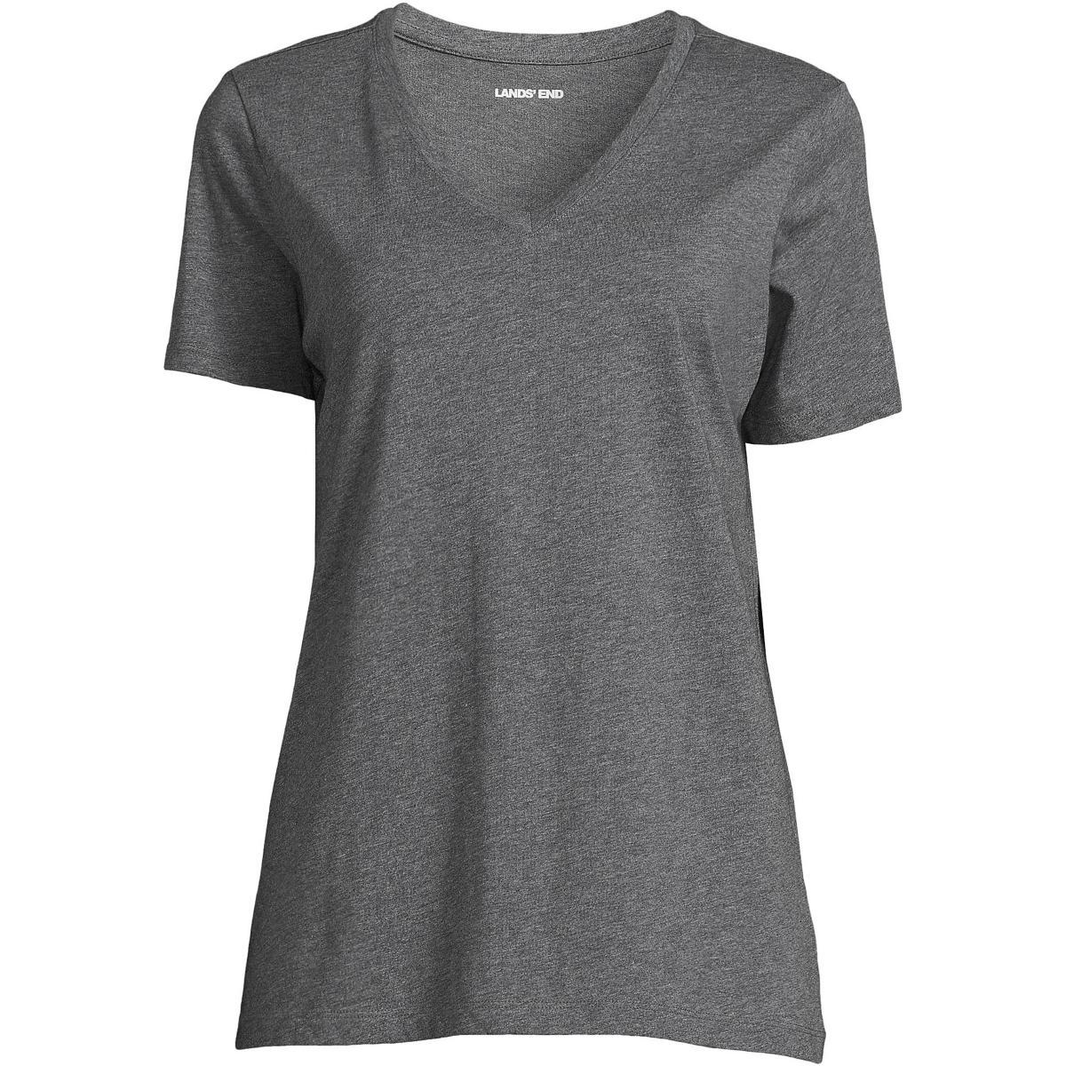 Lands End Womens Relaxed Supima Cotton Short Sleeve V-Neck T-Shirt Product Image