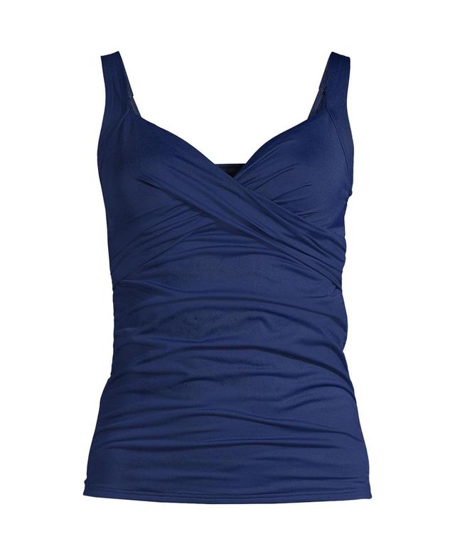 Lands End Womens Dd-Cup V-Neck Wrap Wireless Tankini Swimsuit Top Product Image