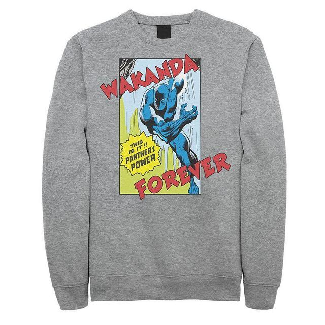 Mens Marvel Black Panther Vintage Comic Poster Sweatshirt Athletic Grey Product Image