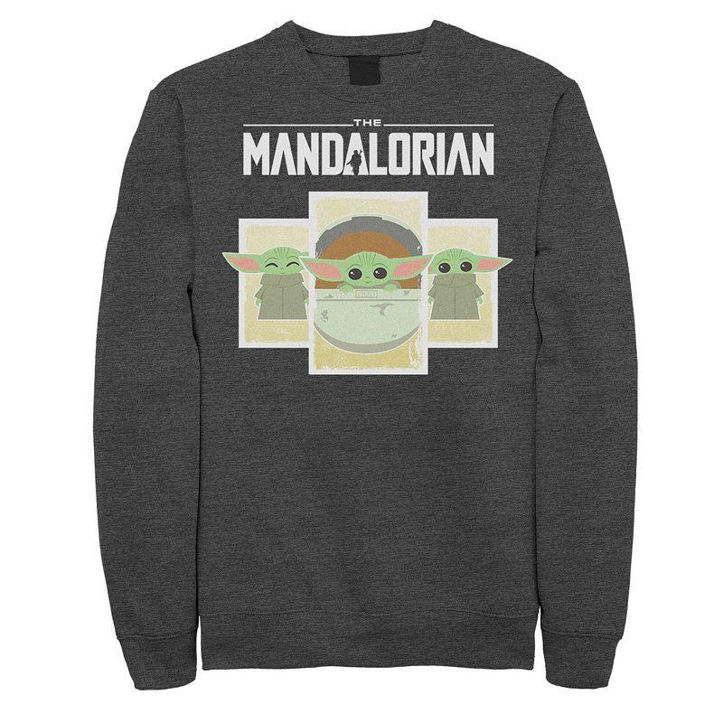 Mens Star Wars The Mandalorian The Child Cartoon Panels Sweatshirt Grey Heather Product Image