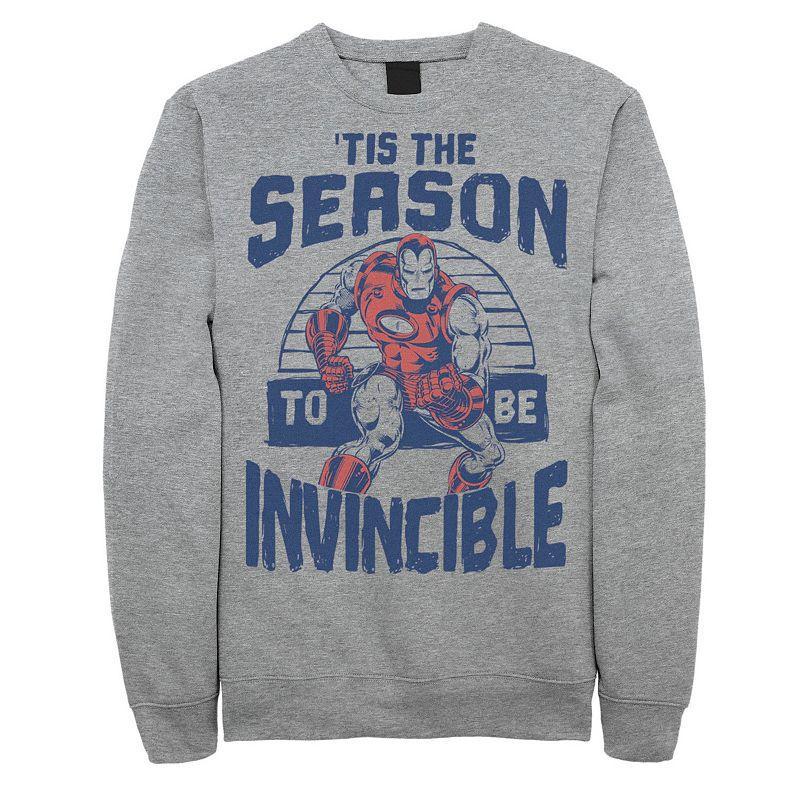 Mens Marvel Iron Man Tis The Season Invincible Christmas Sweatshirt Athletic Grey Product Image