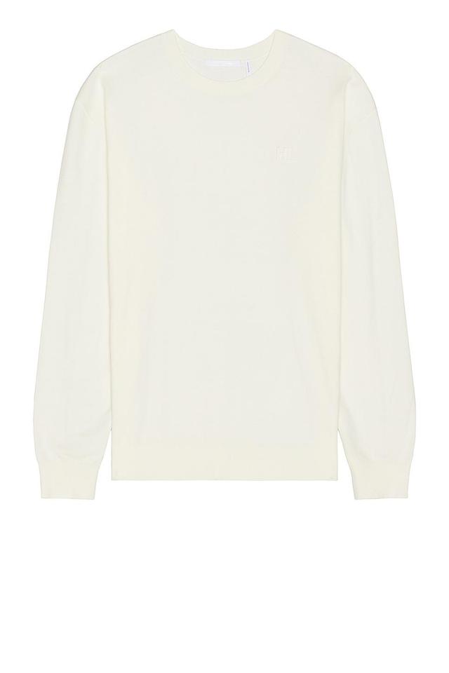 Helmut Lang Fine Gauge Crewneck Sweater in White. Size S. Product Image