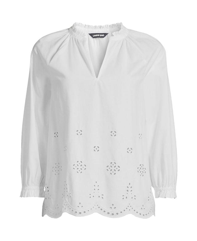 Womens Lands End Eyelet Split Neck Shirt Product Image