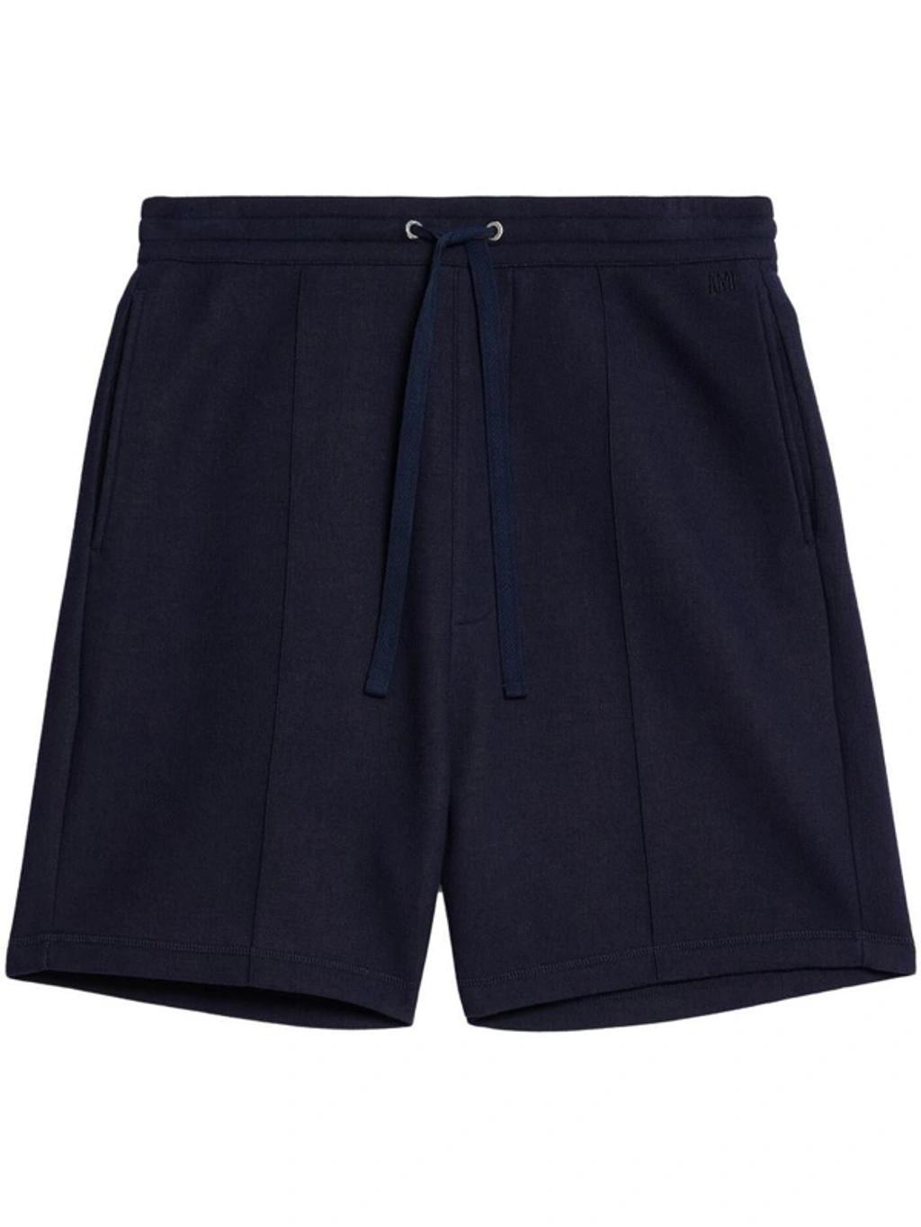 AMI ALEXANDRE MATTIUSSI Wool Blend Trackshorts In Blue product image