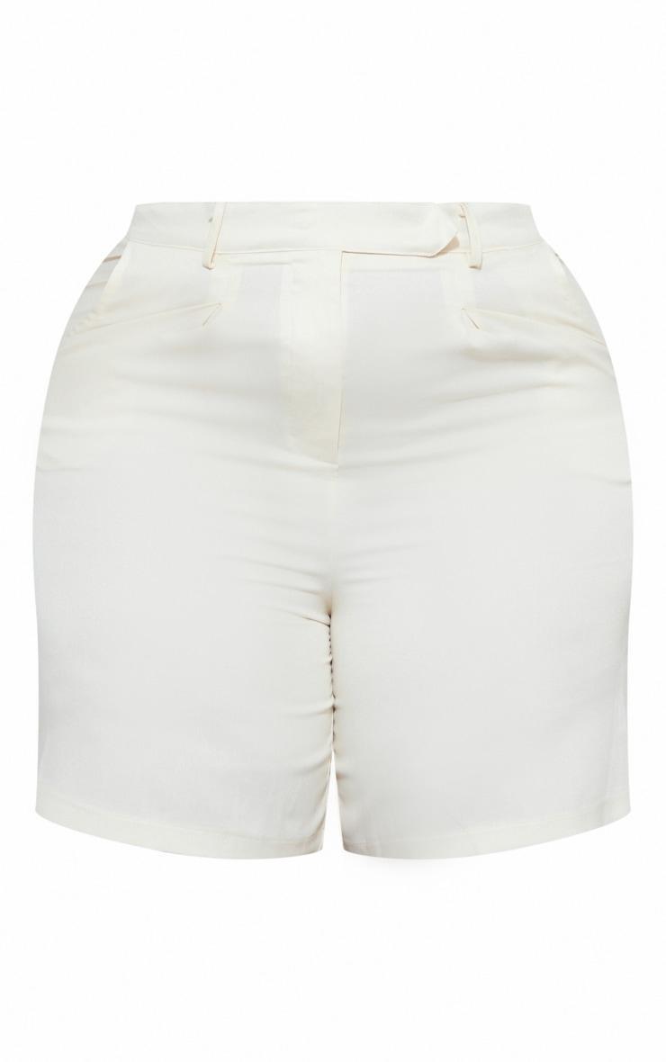  Plus Cream Linen Look Tailored Shorts Product Image