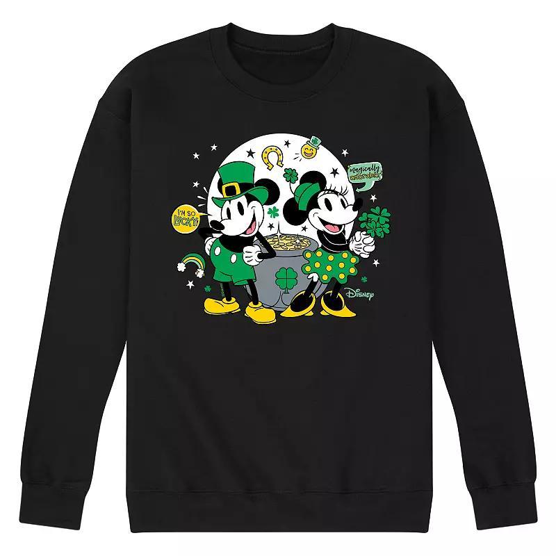 Disneys Mickey & Minnie Mouse Pot Of Gold Fleece Sweatshirt, Mens Blue Product Image