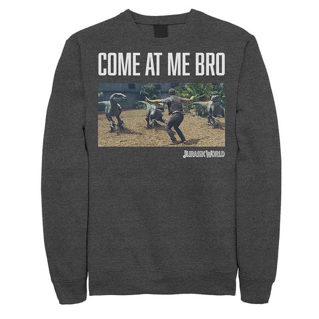 Mens Jurassic World Come At Me Bro Movie Still Graphic Fleece Pullover Grey Heather Product Image