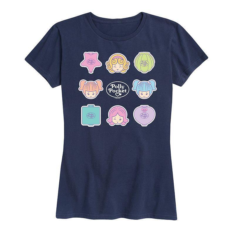 Womens Polly Pocket Grid Graphic Tee Grey Royal Blue Product Image